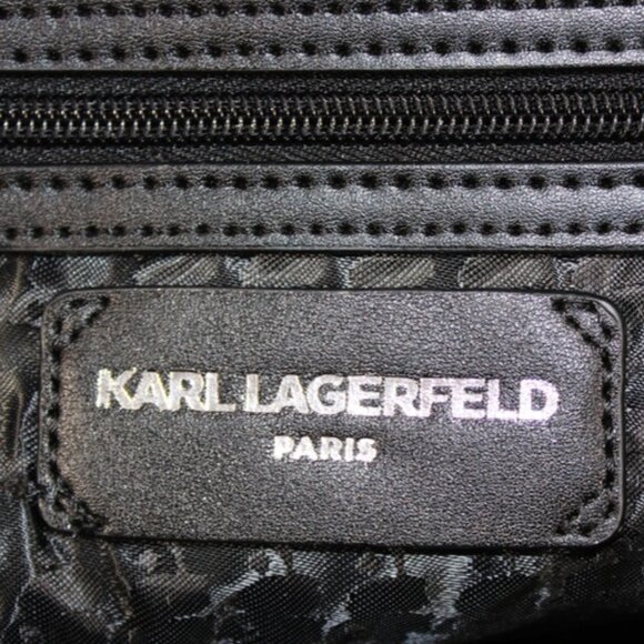 Karl Lagerfeld Paris Khloe Black Backpack Logo Straps Eiffel Tower Pins New With